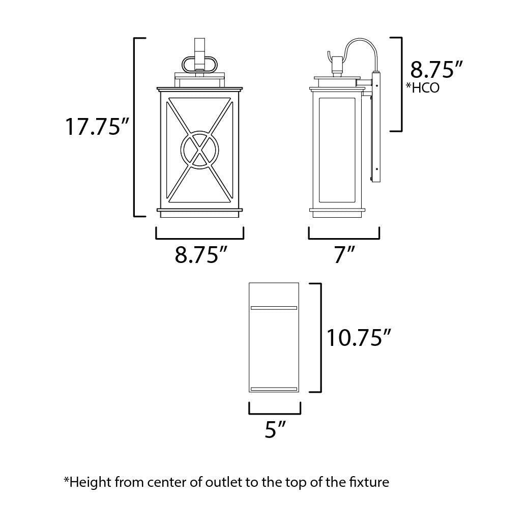 Yorktown VX 1-Light Outdoor Wall Sconce by Studio M Lighting – line drawing