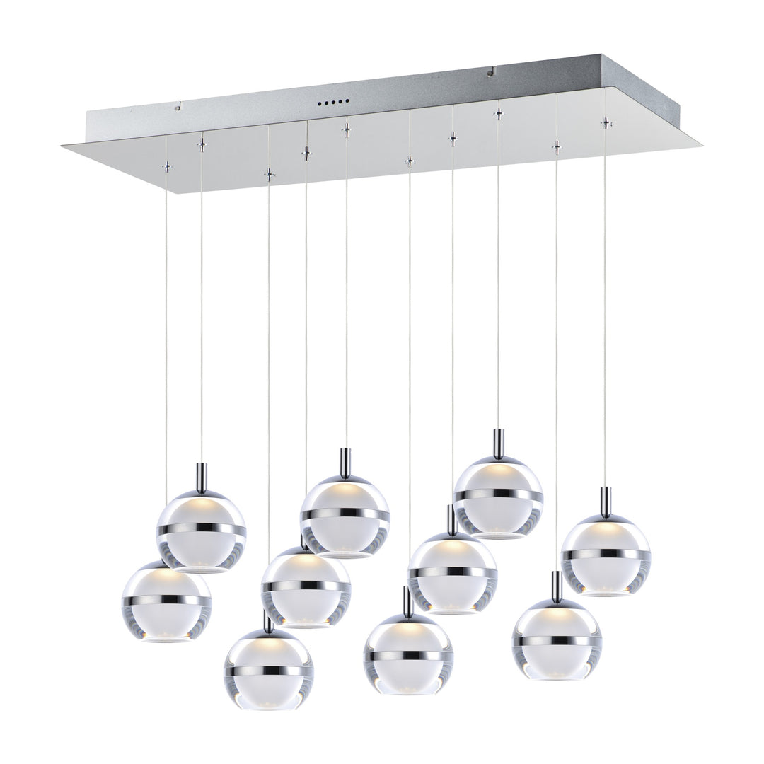 Swank LED 10-Light Rectangular Pendant by Studio M Lighting in Polished Chrome