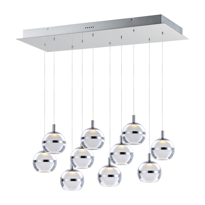 Swank LED 10-Light Rectangular Pendant by Studio M Lighting in Polished Chrome