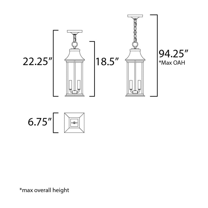 Vicksburg 2-Light Outdoor Hanging Lantern by Studio M Lighting – line drawing