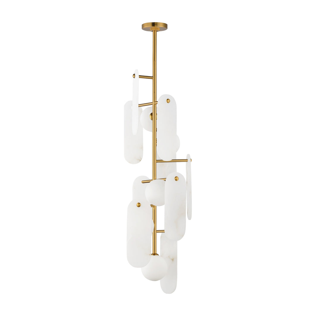 Megalith - Stone Megalith 5-Light Vertical Pendant by Studio M Lighting in Natural Aged Brass