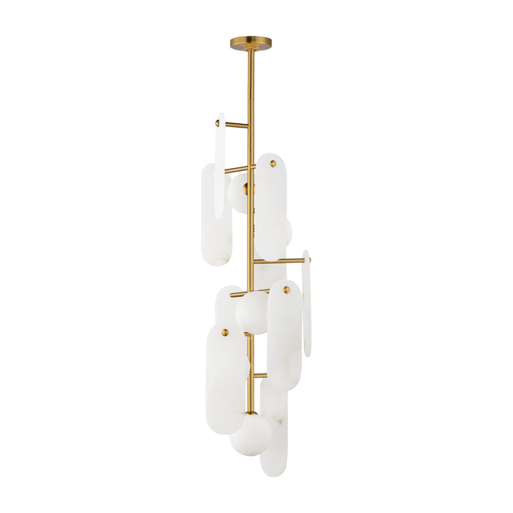Megalith - Stone Megalith 5-Light Vertical Pendant by Studio M Lighting in Natural Aged Brass