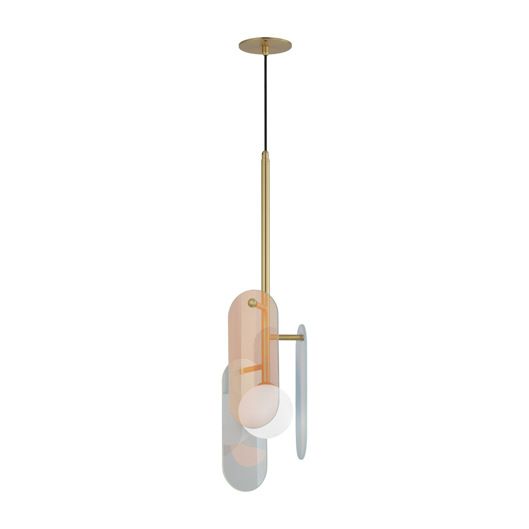 Megalith - Glass Megalith Cord Hung Pendant by Studio M Lighting in Natural Aged Brass