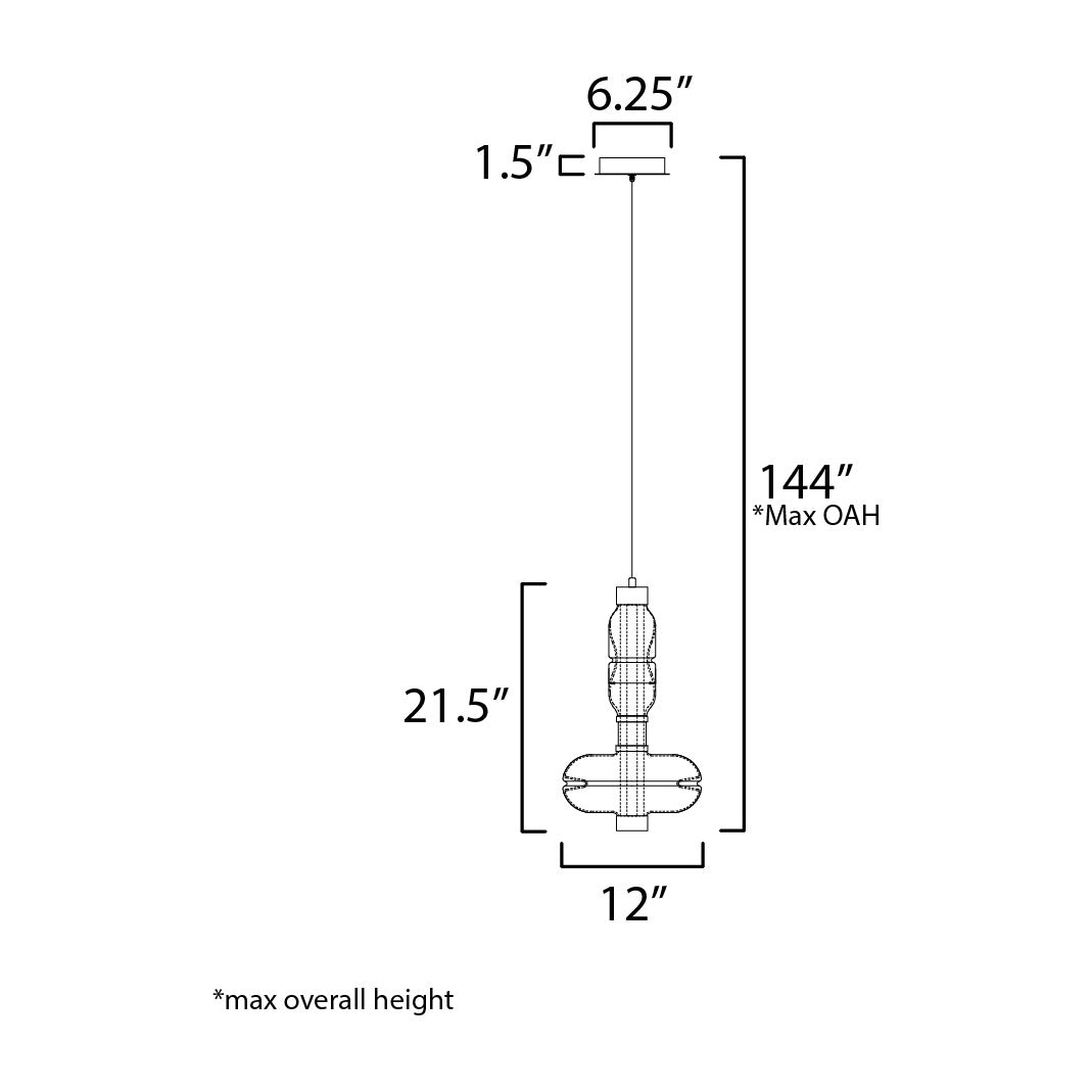 Gusto 22" LED Single Pendant by Studio M Lighting – line drawing
