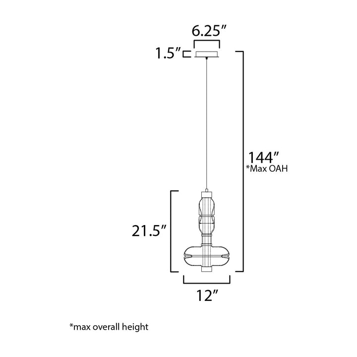 Gusto 22" LED Single Pendant by Studio M Lighting – line drawing