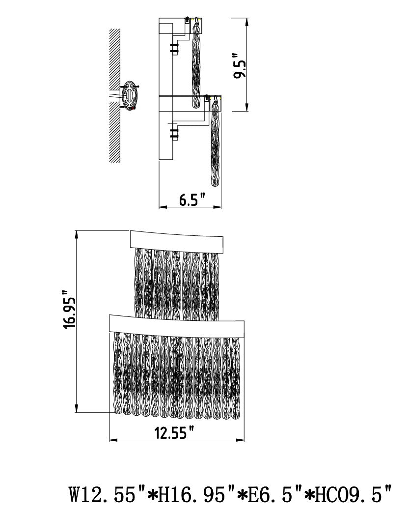 Waldorf LED Wall Sconce by Studio M Lighting – line drawing