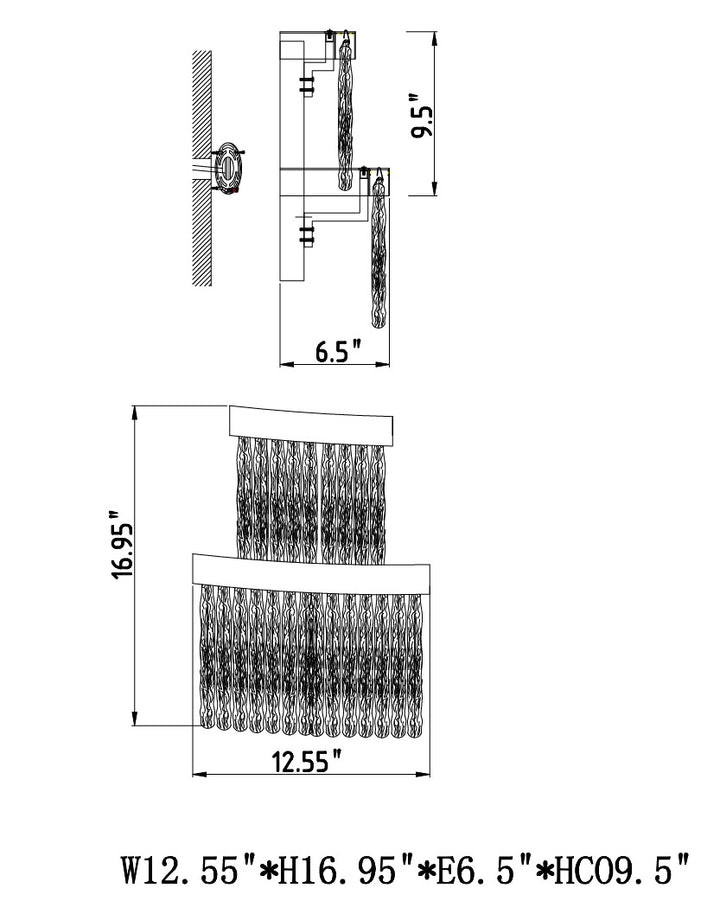 Waldorf LED Wall Sconce by Studio M Lighting – line drawing