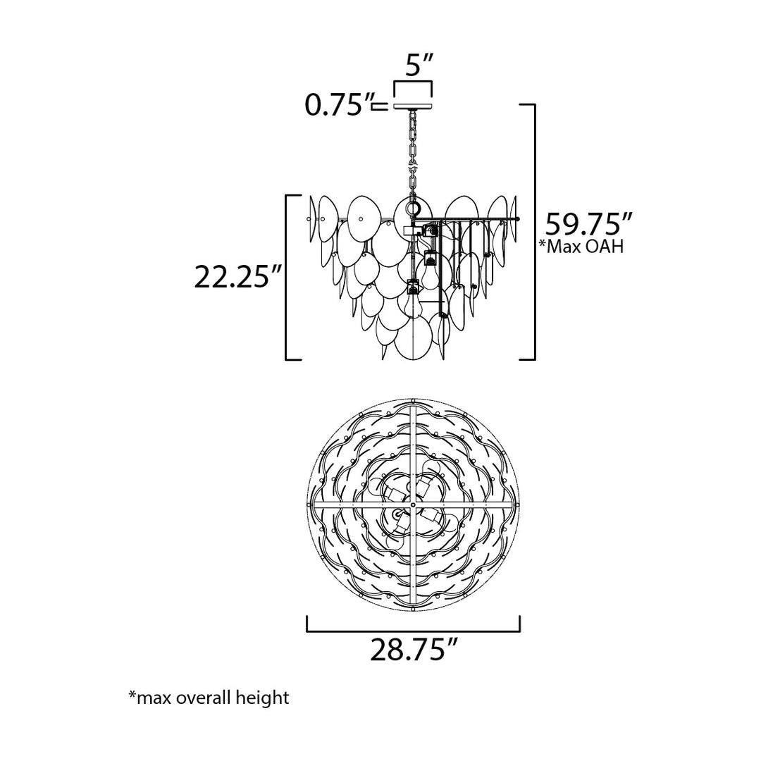 Isla 7-Light Pendant by Studio M Lighting – line drawing