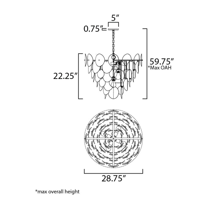 Isla 7-Light Pendant by Studio M Lighting – line drawing