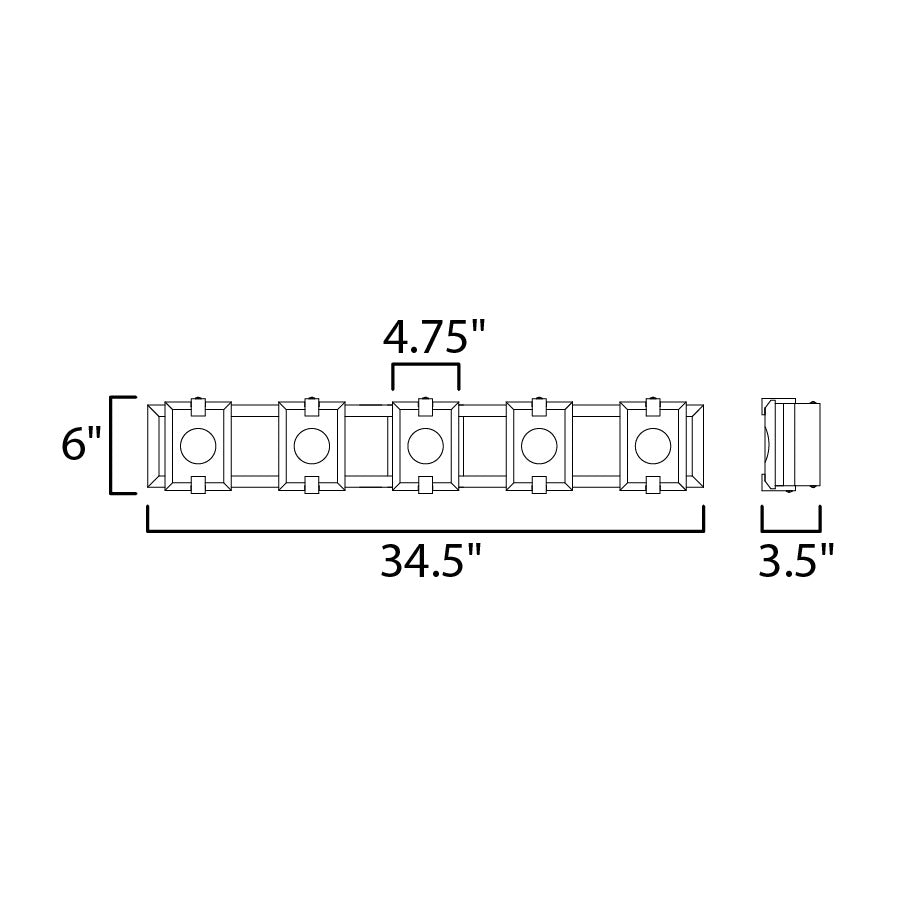 Radiant LED 5-Light Bath Vanity by Studio M Lighting – line drawing
