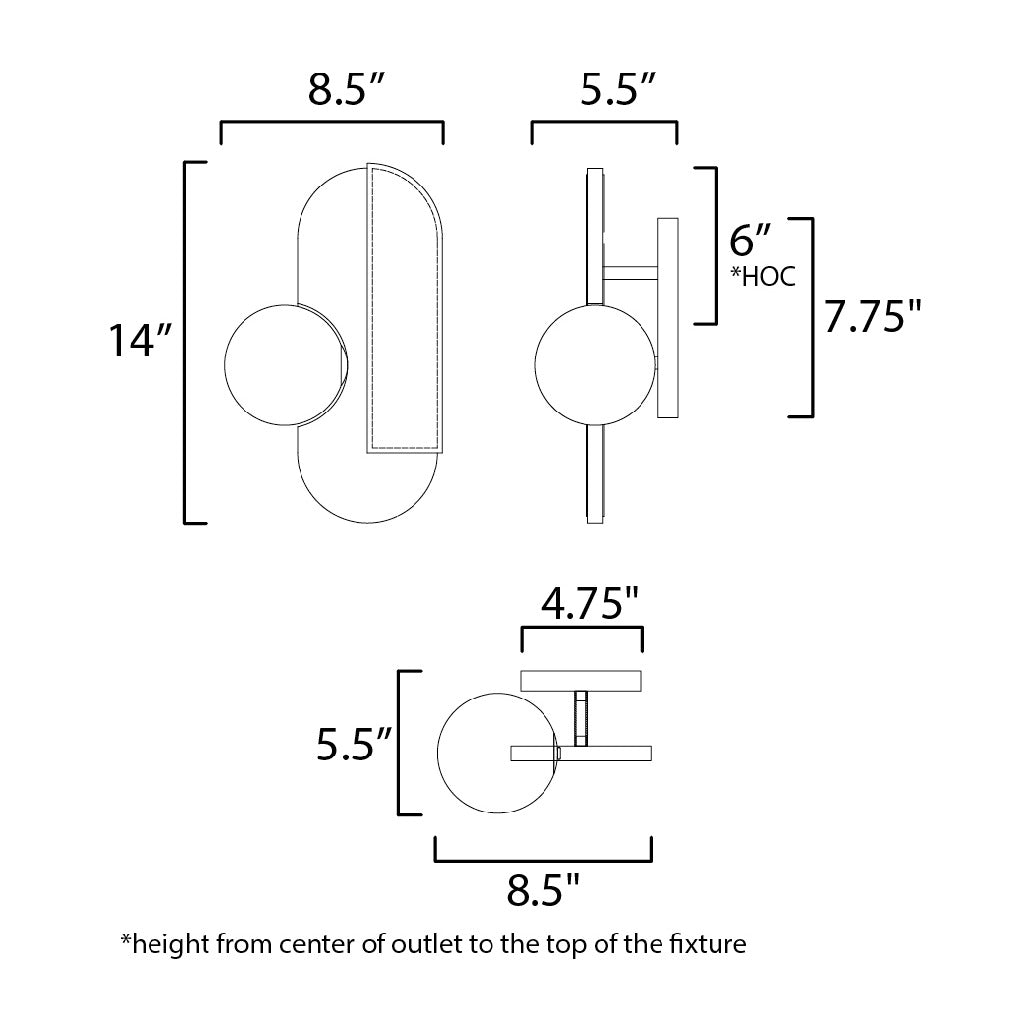 Stitched Side-Light Wall Sconce by Studio M Lighting – line drawing