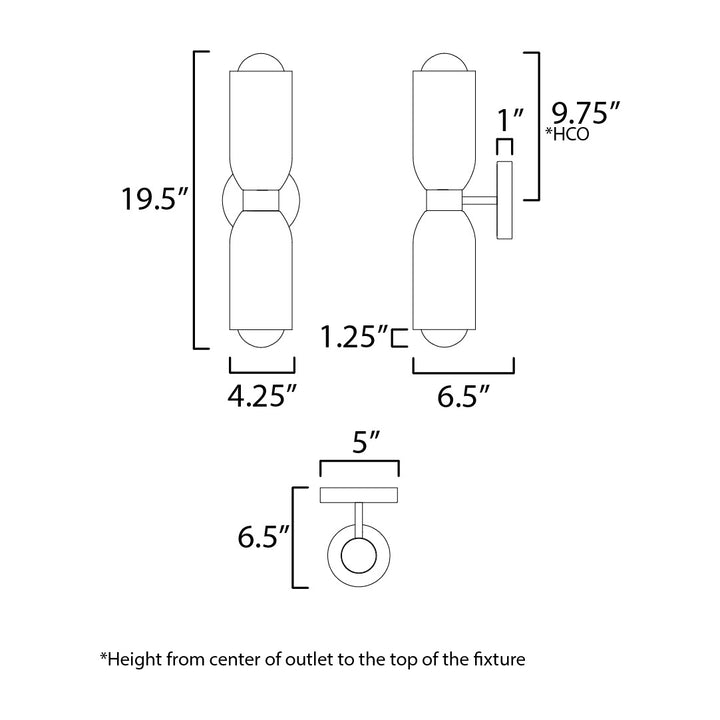 Pompeii 2-Light Wall Sconce by Studio M Lighting – line drawing