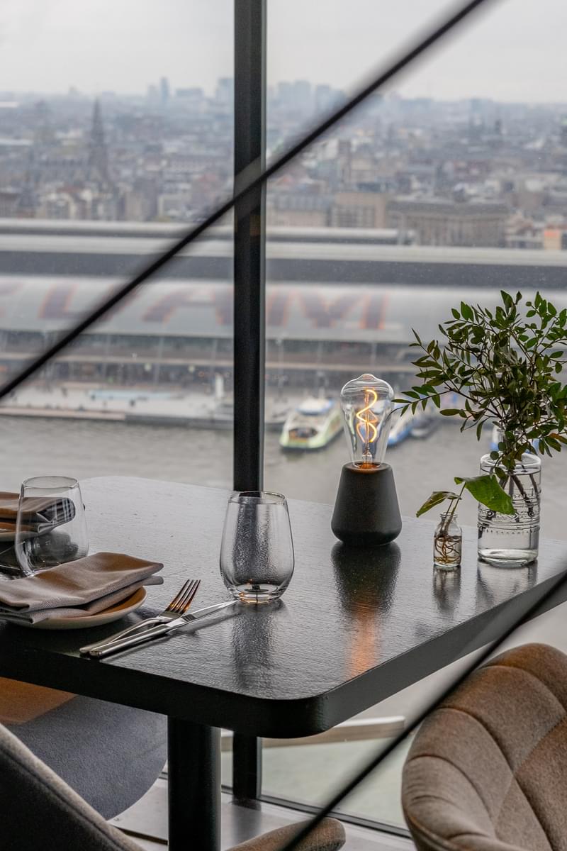 Humble One Table Light lifestyle restaurant setting