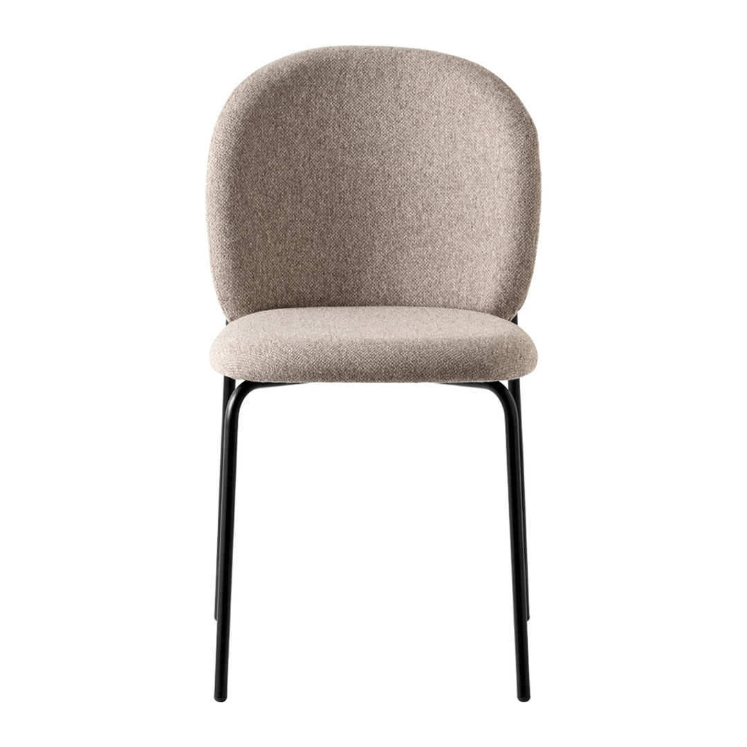 Cozy Mid Dining Chair front view, Matte Black with Cros Taupe