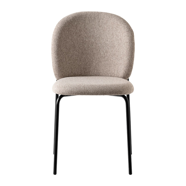 Cozy Mid Dining Chair front view, Matte Black with Cros Taupe