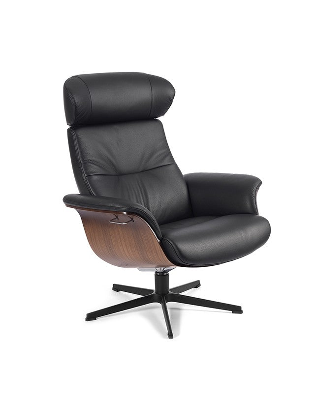 Timeout Recliner + Footstool – Charcoal Leather/Oak — conform.se colorway
