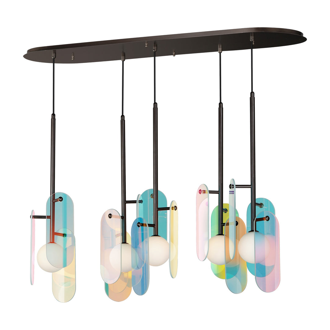 Megalith - Glass Megalith 5-Light Pendant by Studio M Lighting in Brushed Bronze