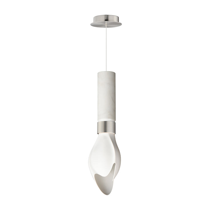 Burgeon LED Single Pendant by Studio M Lighting in White Carrara Marble / Satin Nickel