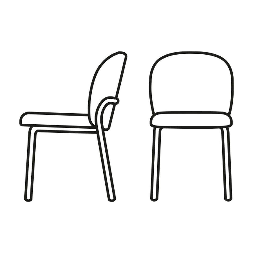 Cozy Mid Dining Chair line drawing, side and front