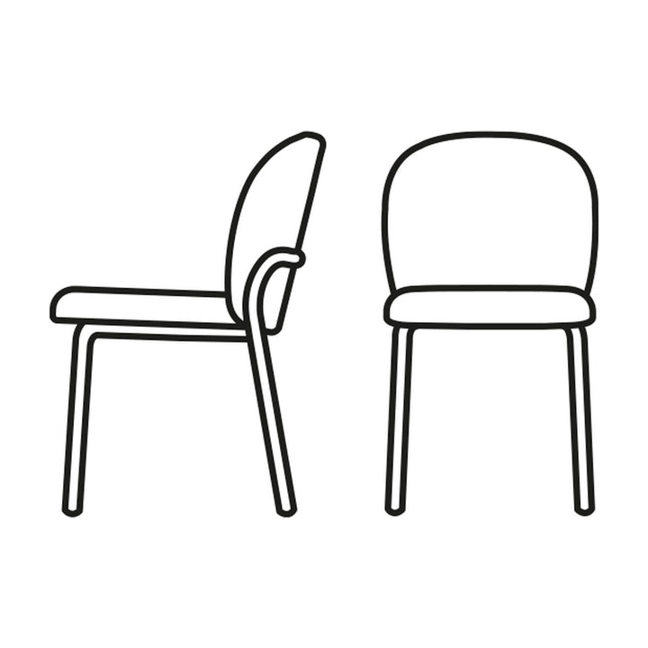 Cozy Mid Dining Chair line drawing, side and front