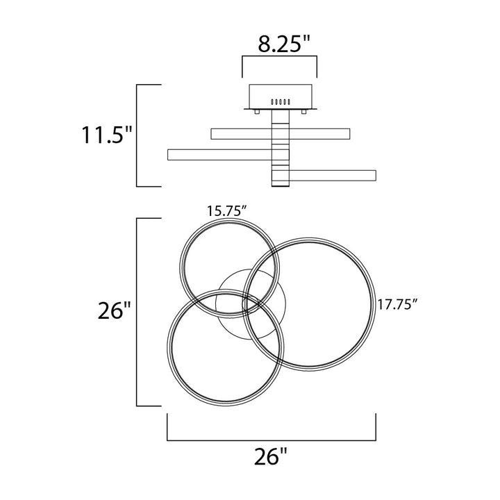 Hoopla LED Semi Flush Mount by Studio M Lighting – line drawing