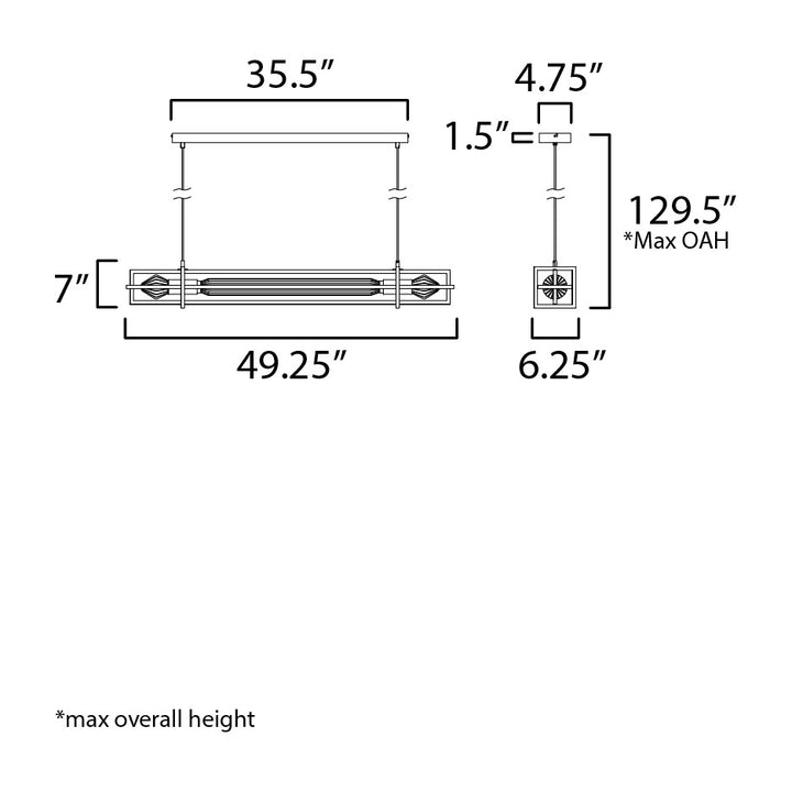 Zeppelin 50" LED Linear Pendant by Studio M Lighting – line drawing