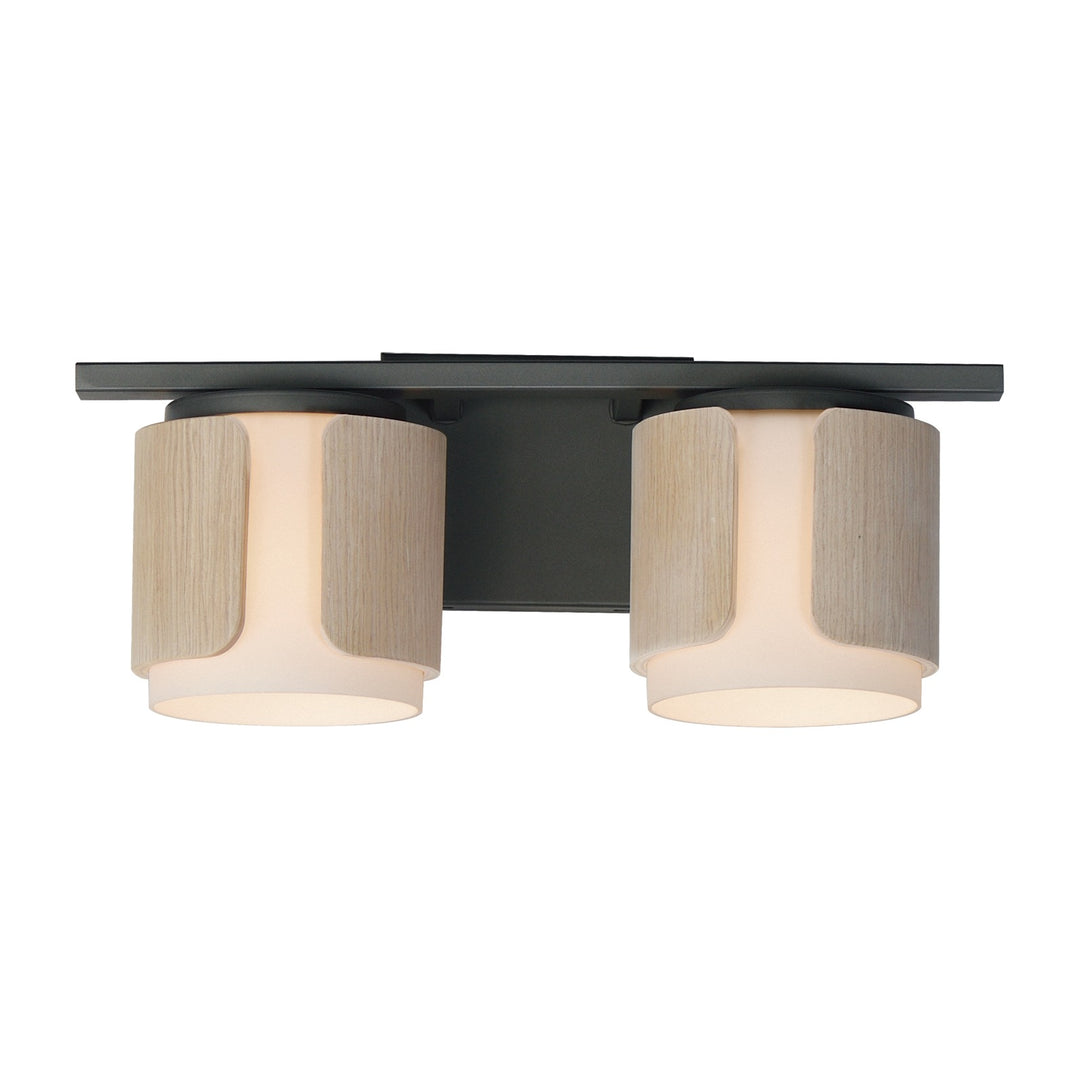 Draughtsman 2-Light Bath Vanity by Studio M Lighting in Natural Wood/Charcoal