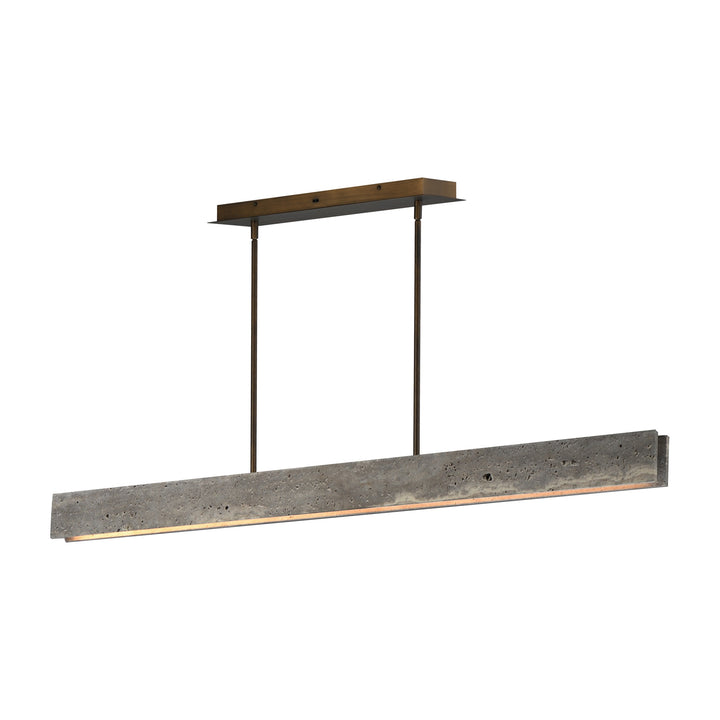 Lintel 59 LED Linear Stone Pendant by Studio M Lighting in Titanium Travertine / Bronze
