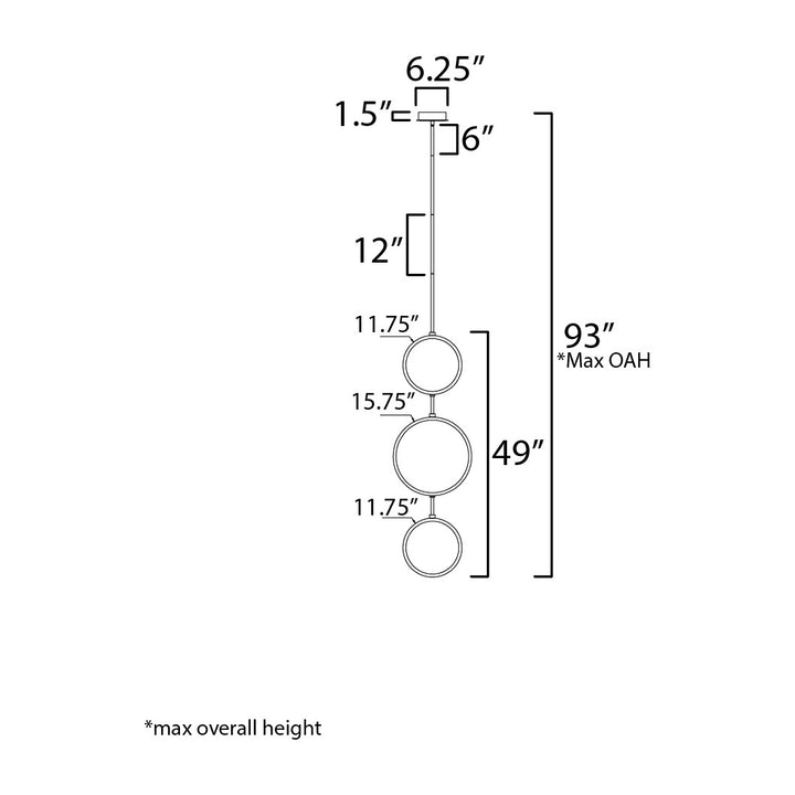 Hoopla 3-Light LED Pendant by Studio M Lighting – line drawing
