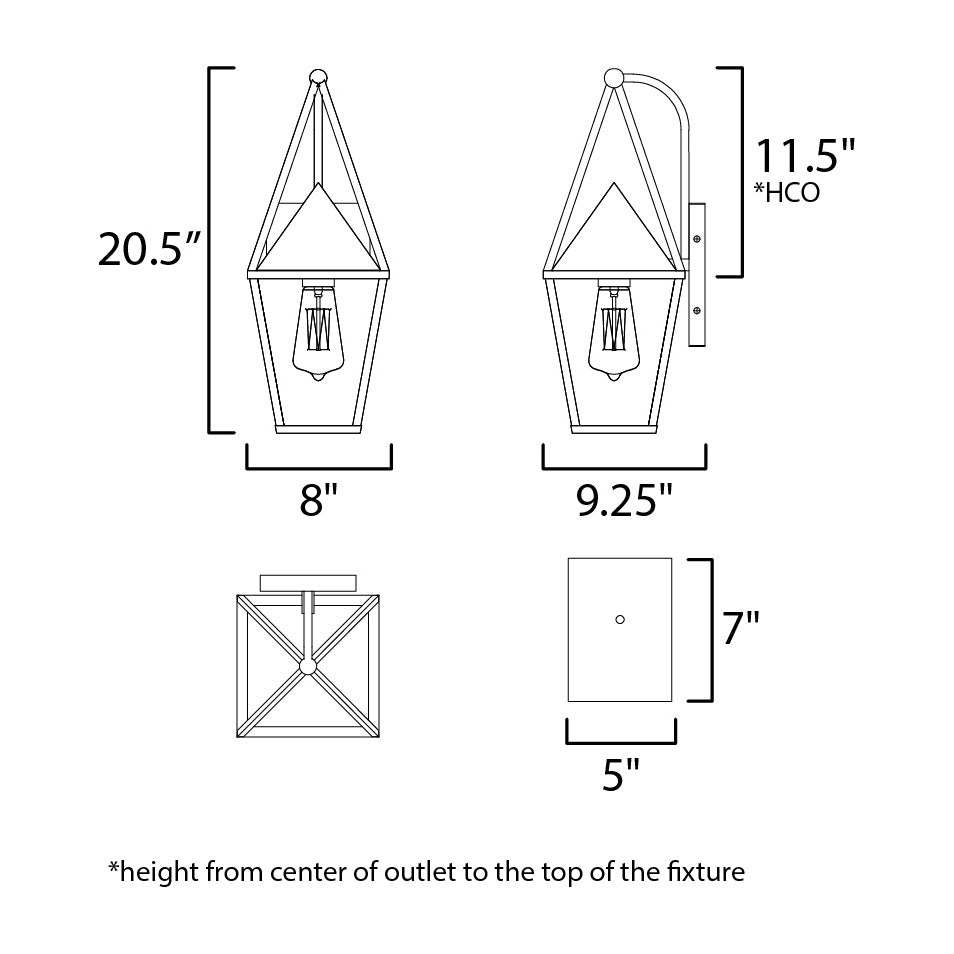 Bavaria 1-Light Wall Sconce by Studio M Lighting – line drawing