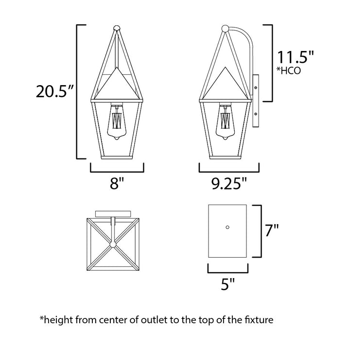 Bavaria 1-Light Wall Sconce by Studio M Lighting – line drawing