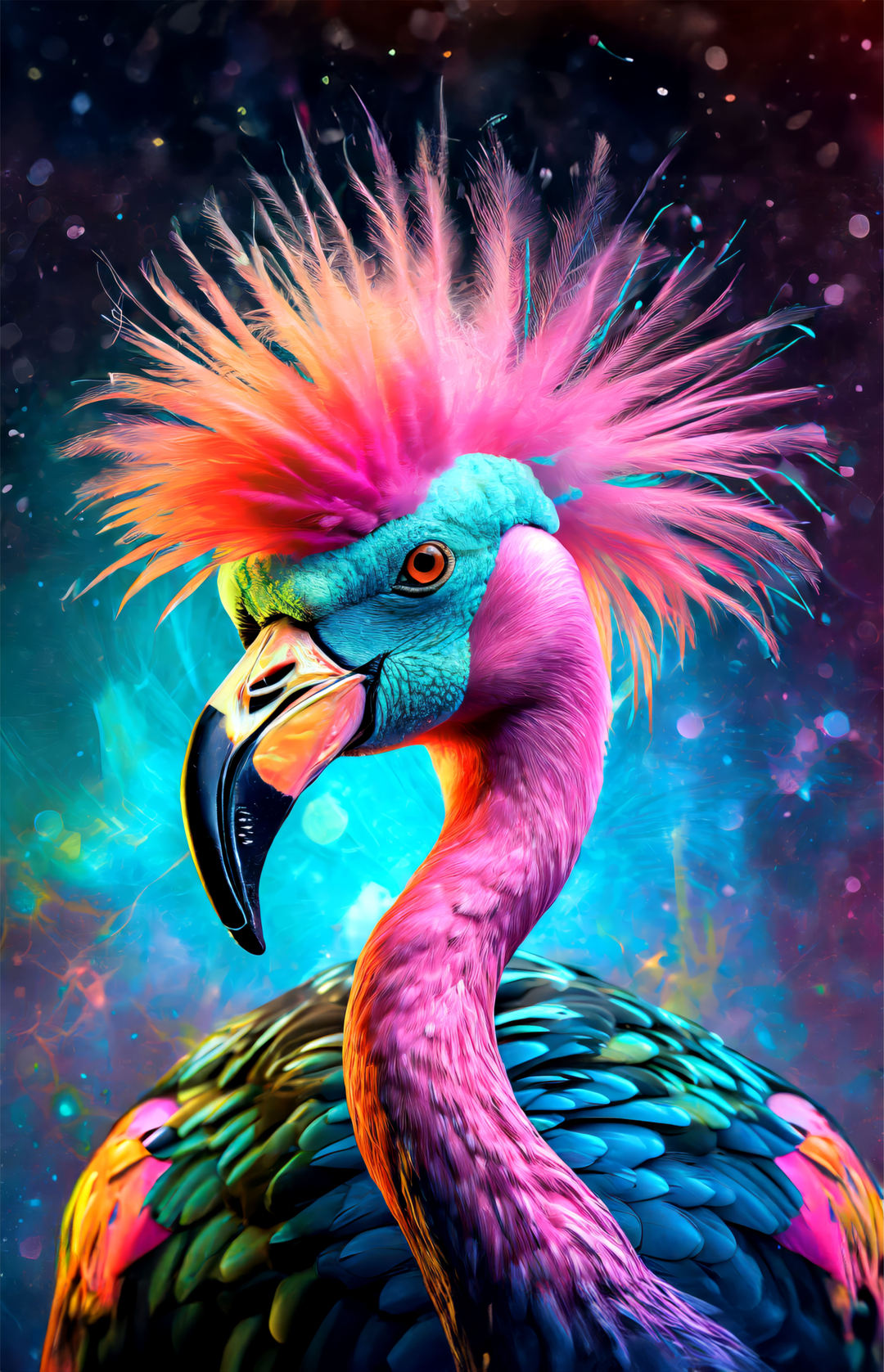 Eclectic Flamingo — Haptic 3D Embossed Print Insigne Art Design