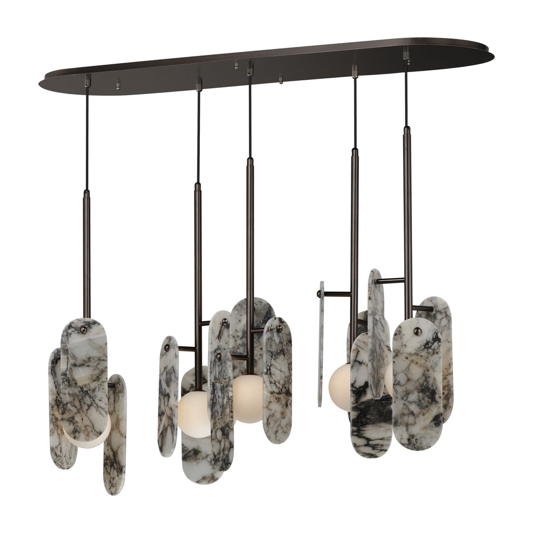Megalith - Glass Megalith 5-Light Pendant by Studio M Lighting in Brushed Bronze