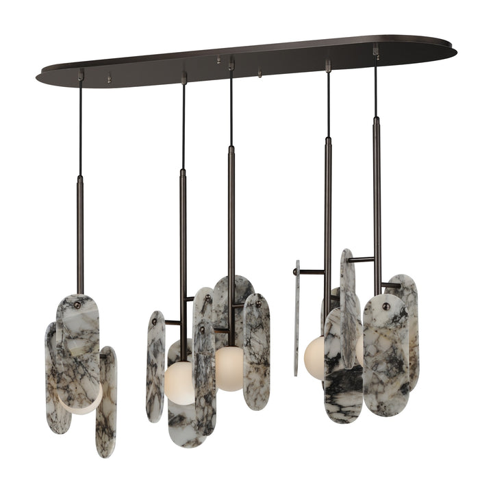 Megalith - Glass Megalith 5-Light Pendant by Studio M Lighting in Brushed Bronze