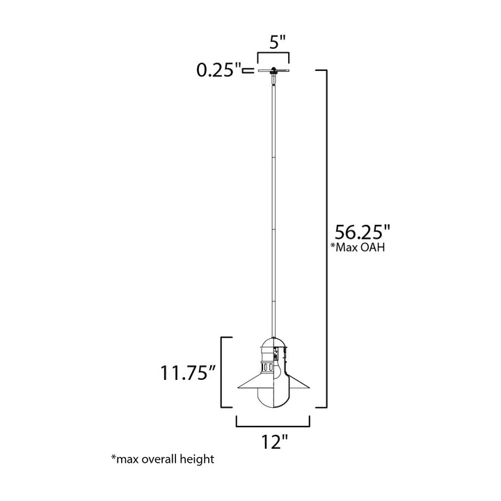 Admiralty 1-Light Outdoor Pendant by Studio M Lighting – line drawing