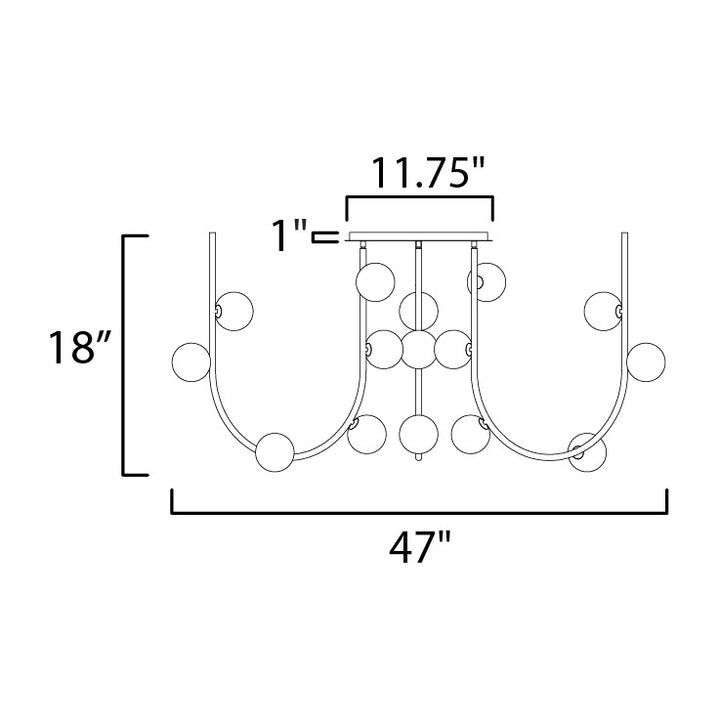 Contour MTO Contour 15-Light MTO Fixed Pendant by Studio M Lighting – line drawing