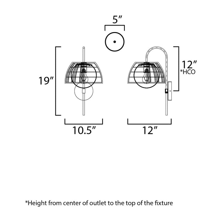 Macrame 1-Light Wall Sconce by Studio M Lighting – line drawing