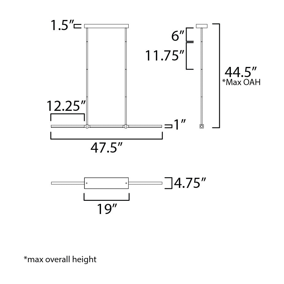 Dorian 48 Linear LED Pendant by Studio M Lighting – line drawing