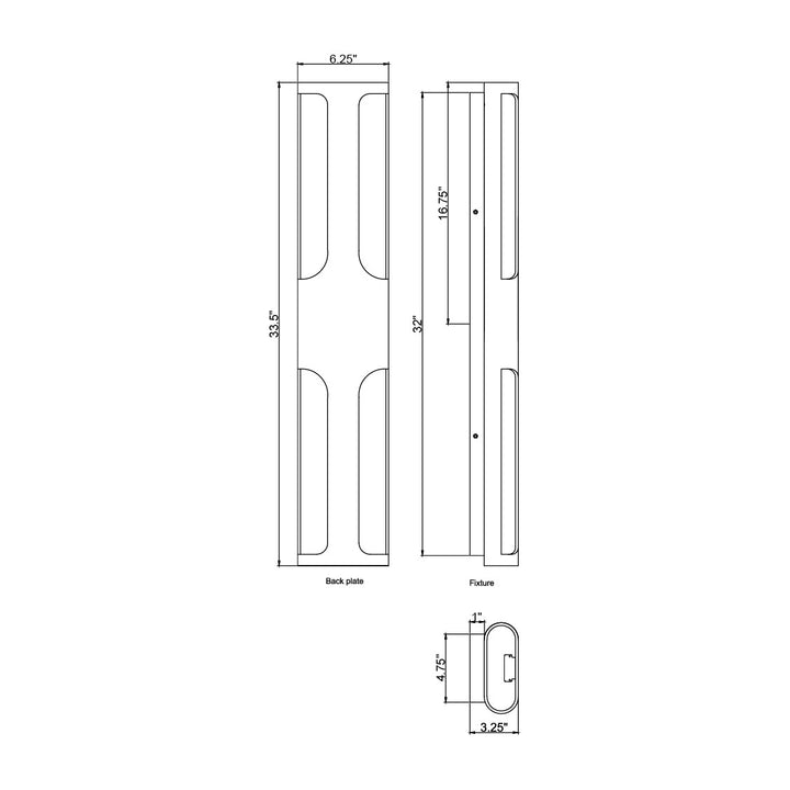 Maglev 33" LED Outdoor Wall Lamp by Studio M Lighting – line drawing