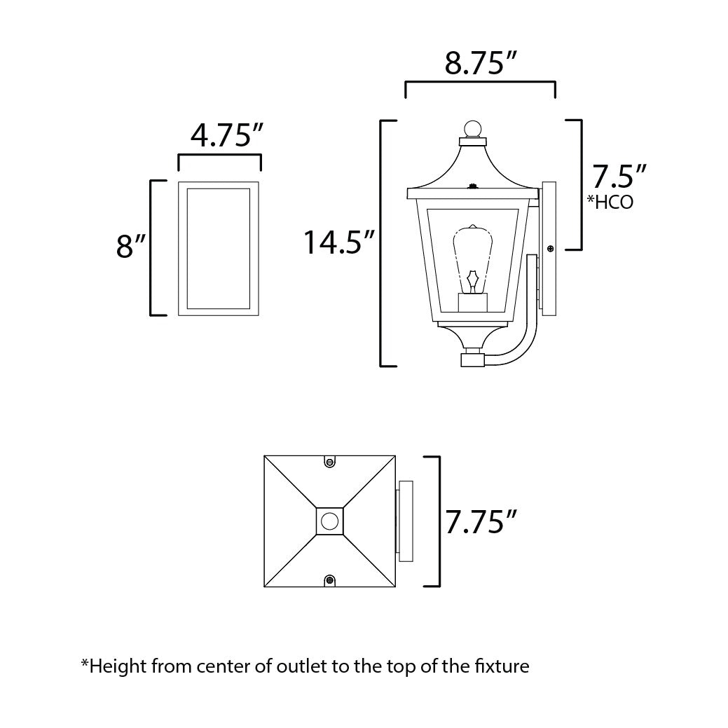 Sutton Place VX 1-Light Outdoor Sconce 460232 by Studio M Lighting – line drawing
