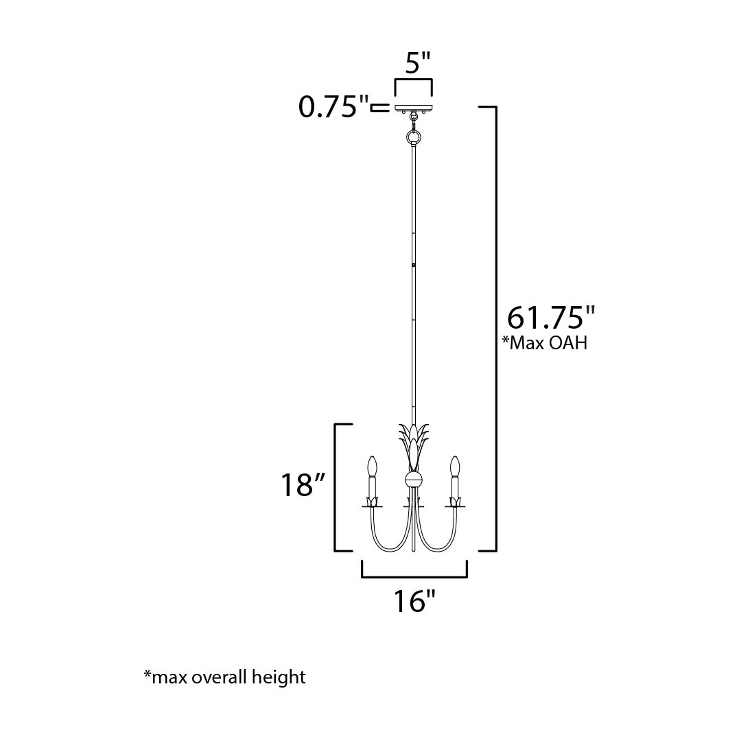 Paloma 3-Light Chandelier by Studio M Lighting – line drawing