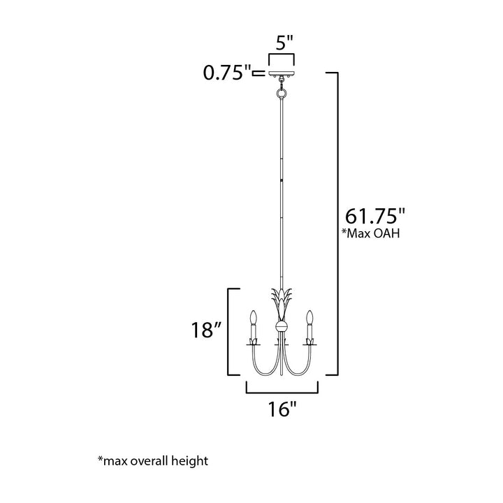 Paloma 3-Light Chandelier by Studio M Lighting – line drawing
