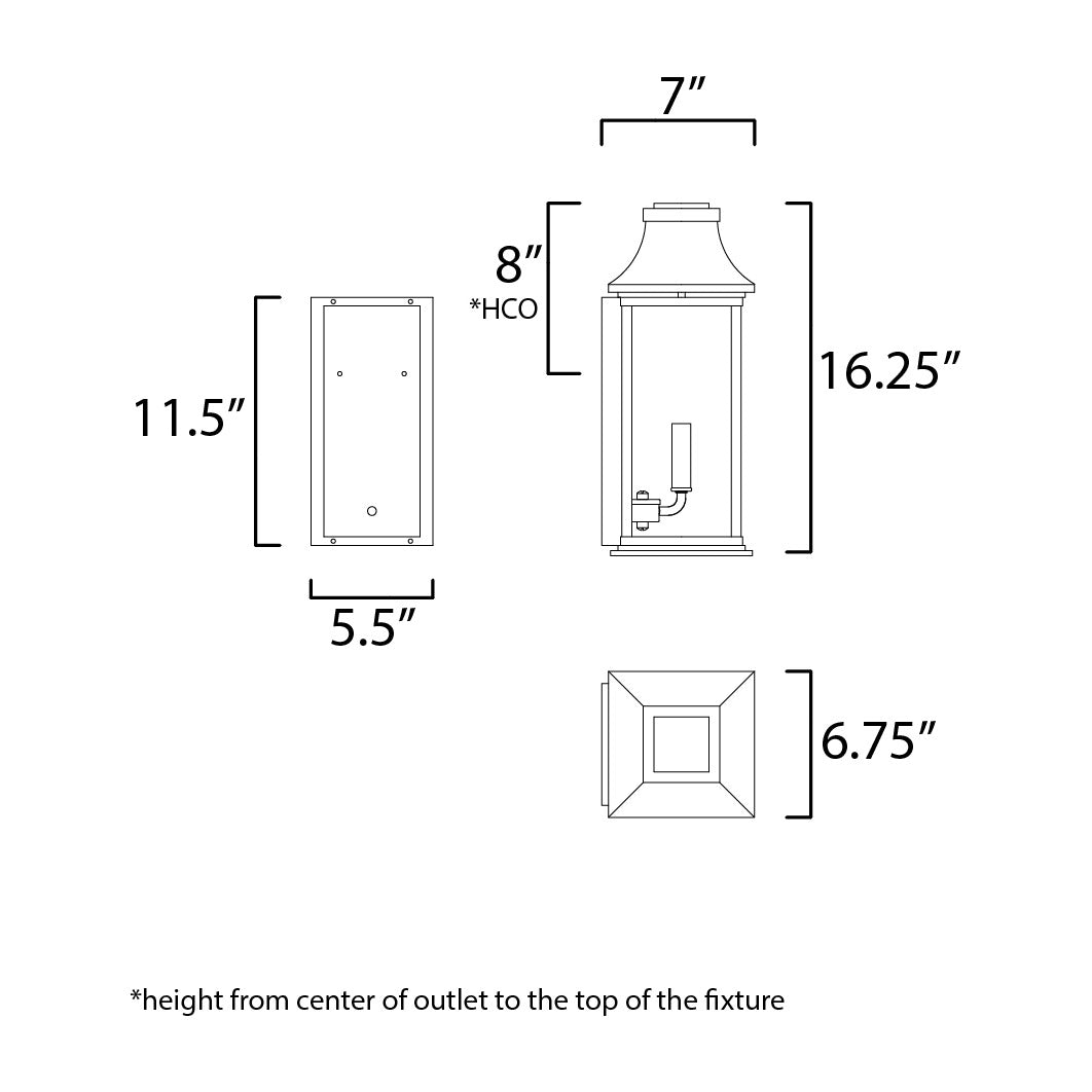 Vicksburg 2-Light Outdoor Pocket Wall Sconce by Studio M Lighting – line drawing
