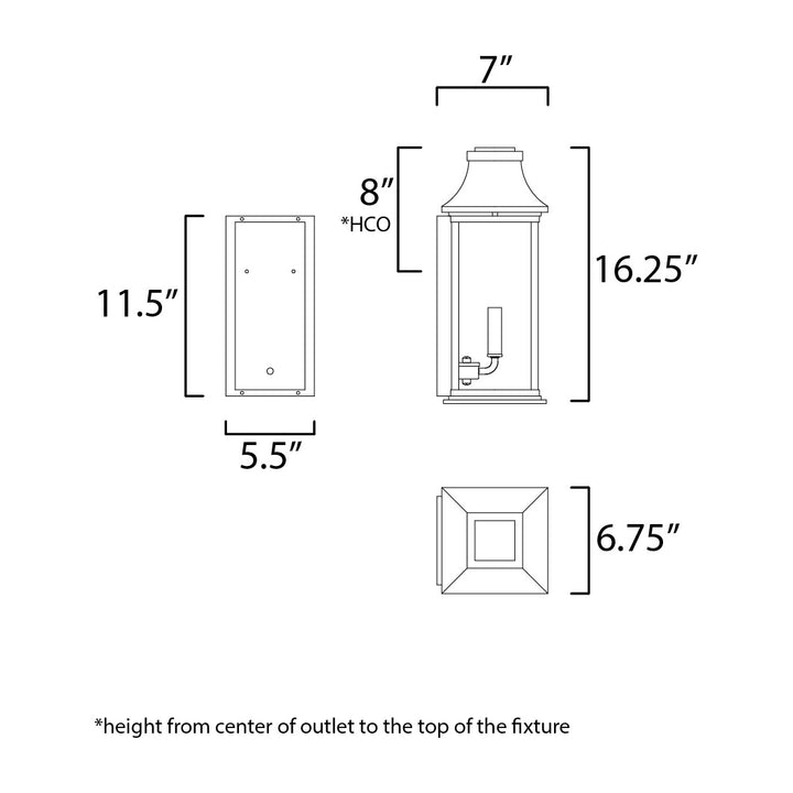 Vicksburg 2-Light Outdoor Pocket Wall Sconce by Studio M Lighting – line drawing