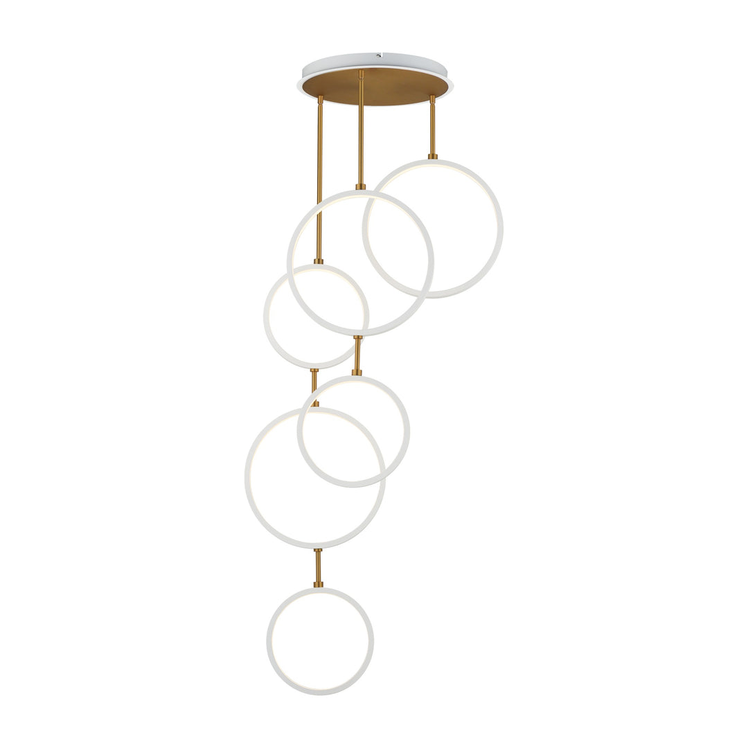 Hoopla 6-Light LED Pendant 254325 by Studio M Lighting in White/Gold