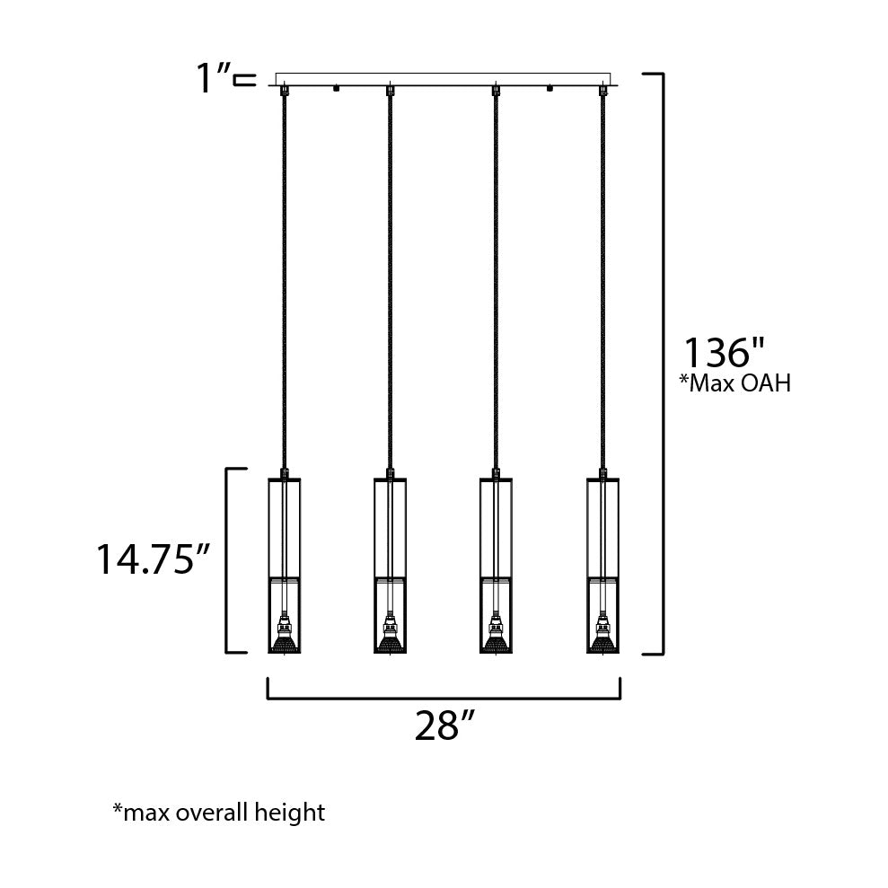 Torch LED 4-Light Linear Pendant by Studio M Lighting – line drawing