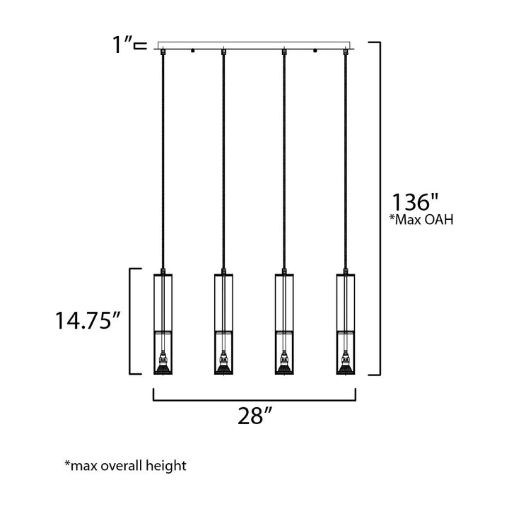 Torch LED 4-Light Linear Pendant by Studio M Lighting – line drawing
