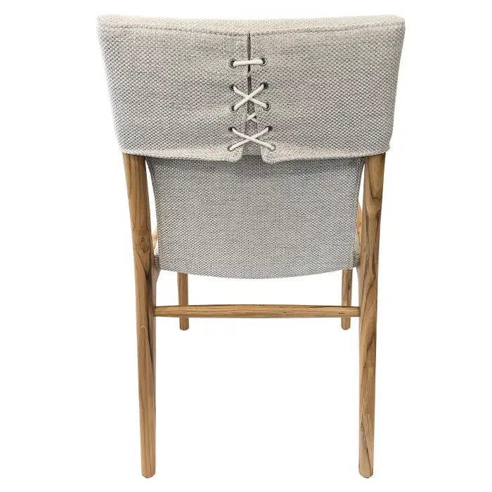 Tress Dining Chair in Linen Fabric  and Teak Wood Finish, Dining Chairs Uultis Design