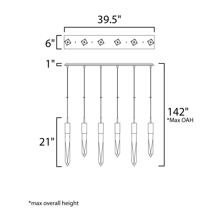 Quartz LED 6-Light Pendant by Studio M Lighting – line drawing