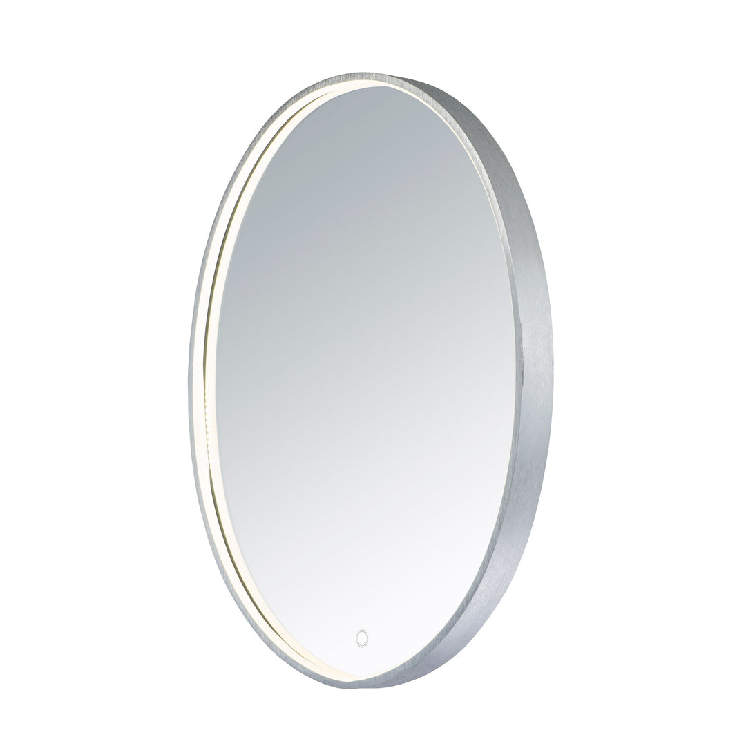24" x 30" Oval LED Mirror by ET2 Lighting in Brushed Aluminum, front view